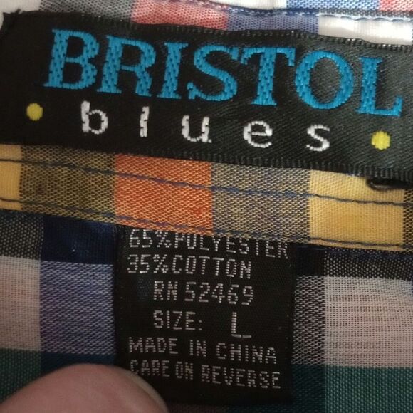 Bristol Blues Shirt Men's Large Button Front Short Sleeve‎ - Picture 5 of 6
